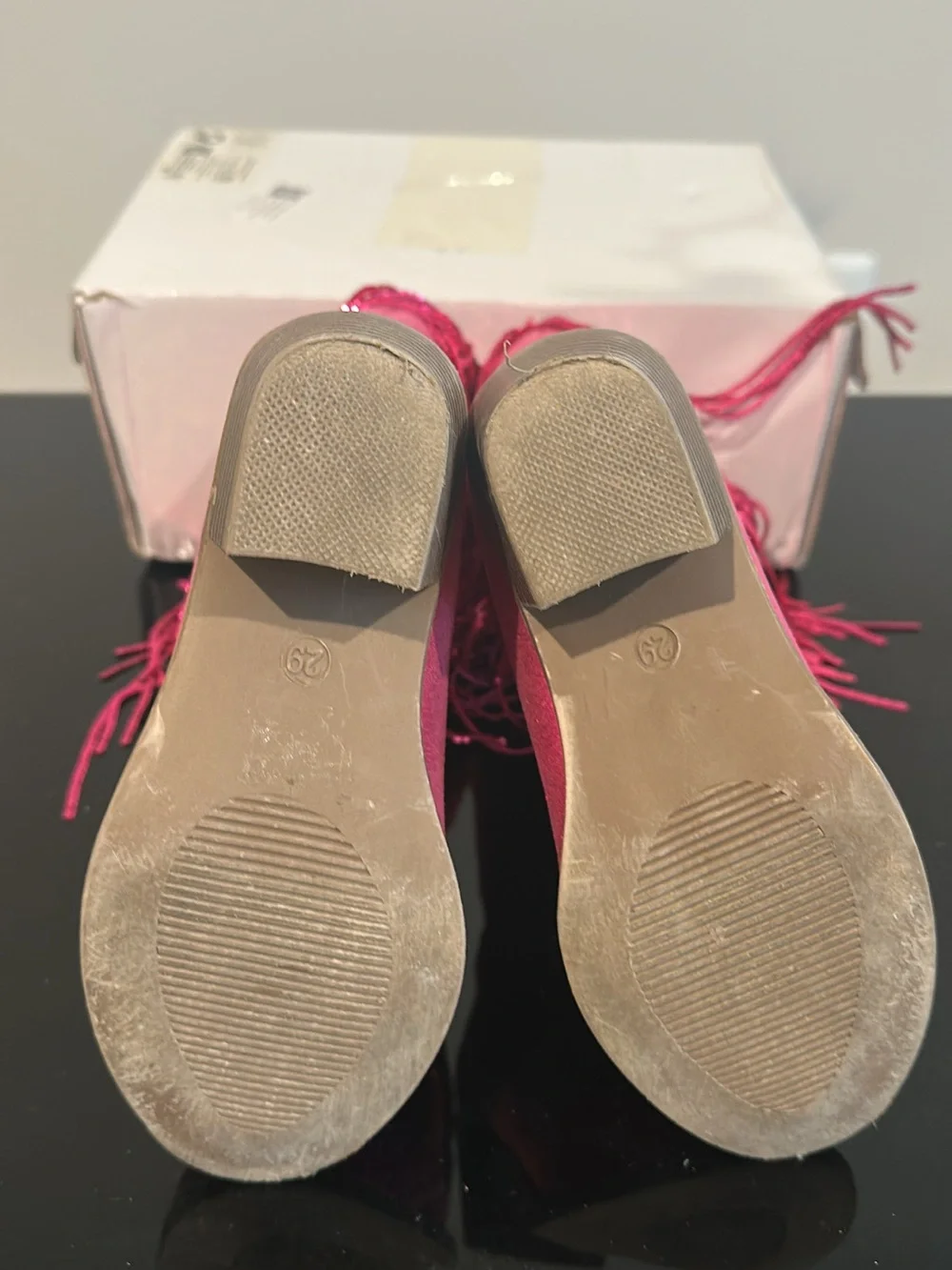 Girls' Shimmery Hot Pink Fringe Boots